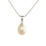 8.5mm Pearl Pendant on 18" Sterling Silver Chain White