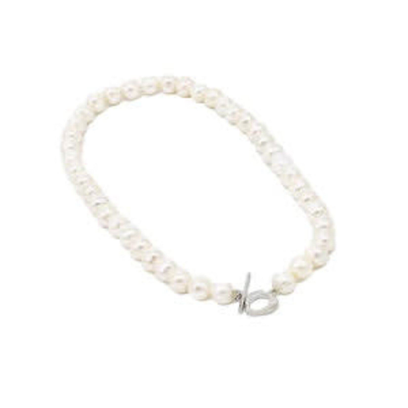 18" 10mm Pearl Necklace with Heart Toggle Clasp White