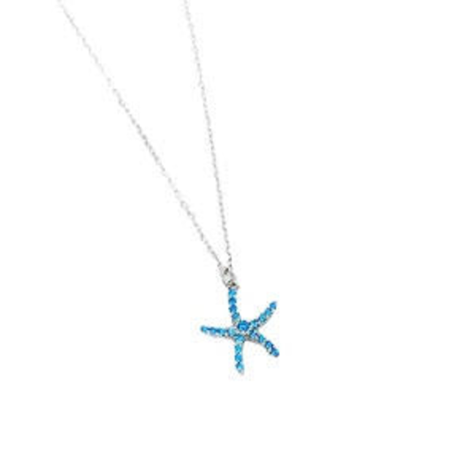 Sterling Silver Necklace with Adjustable Chain Blue Topaz Starfish