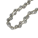 Braided Pearl Magnetic Clasp Necklace Silver