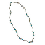 18" Twisted Tubes Pearl Necklace Turquoise Howlite