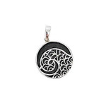 Sterling Silver and Clay Essential Oil Pendant Grey Wave