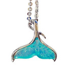 Opal Inspired Resin Pendant with Chain Whale Tail
