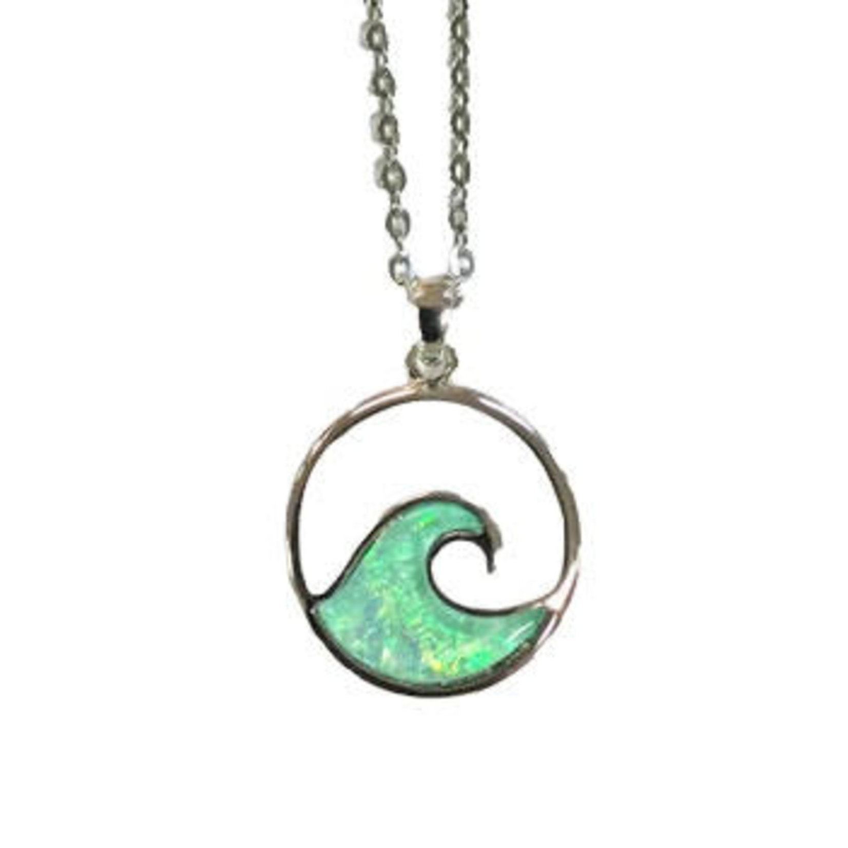 Opal Inspired Resin Pendant with Chain Wave