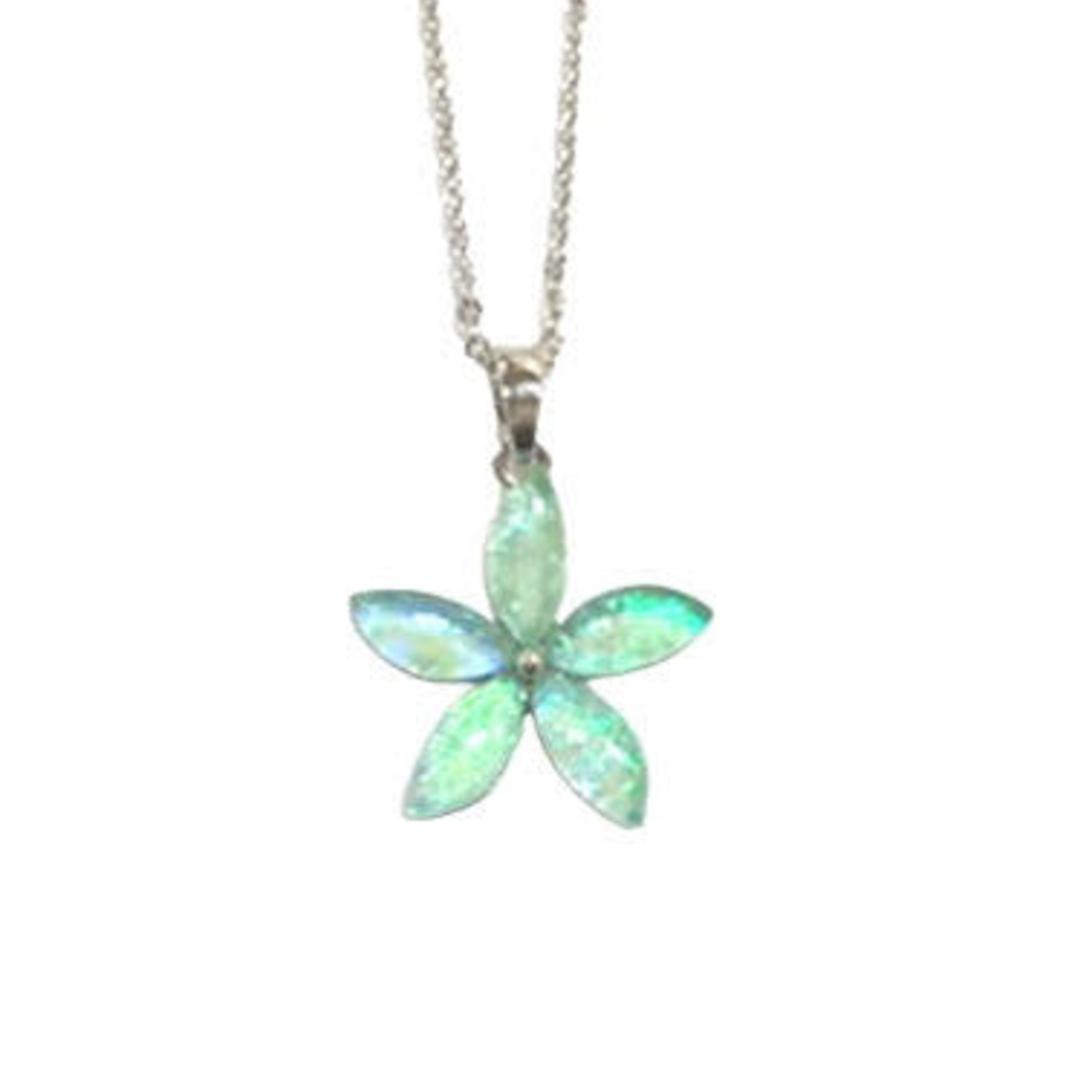 Opal Inspired Resin Pendant with Chain Flower