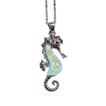 Opal Inspired Resin Pendant with Chain Seahorse