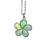 Opal Inspired Resin Pendant with Chain Plumeria