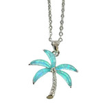 Opal Inspired Resin Pendant with Chain Palm Tree