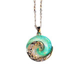 Opal Inspired Resin Pendant with Chain Fancy Wave