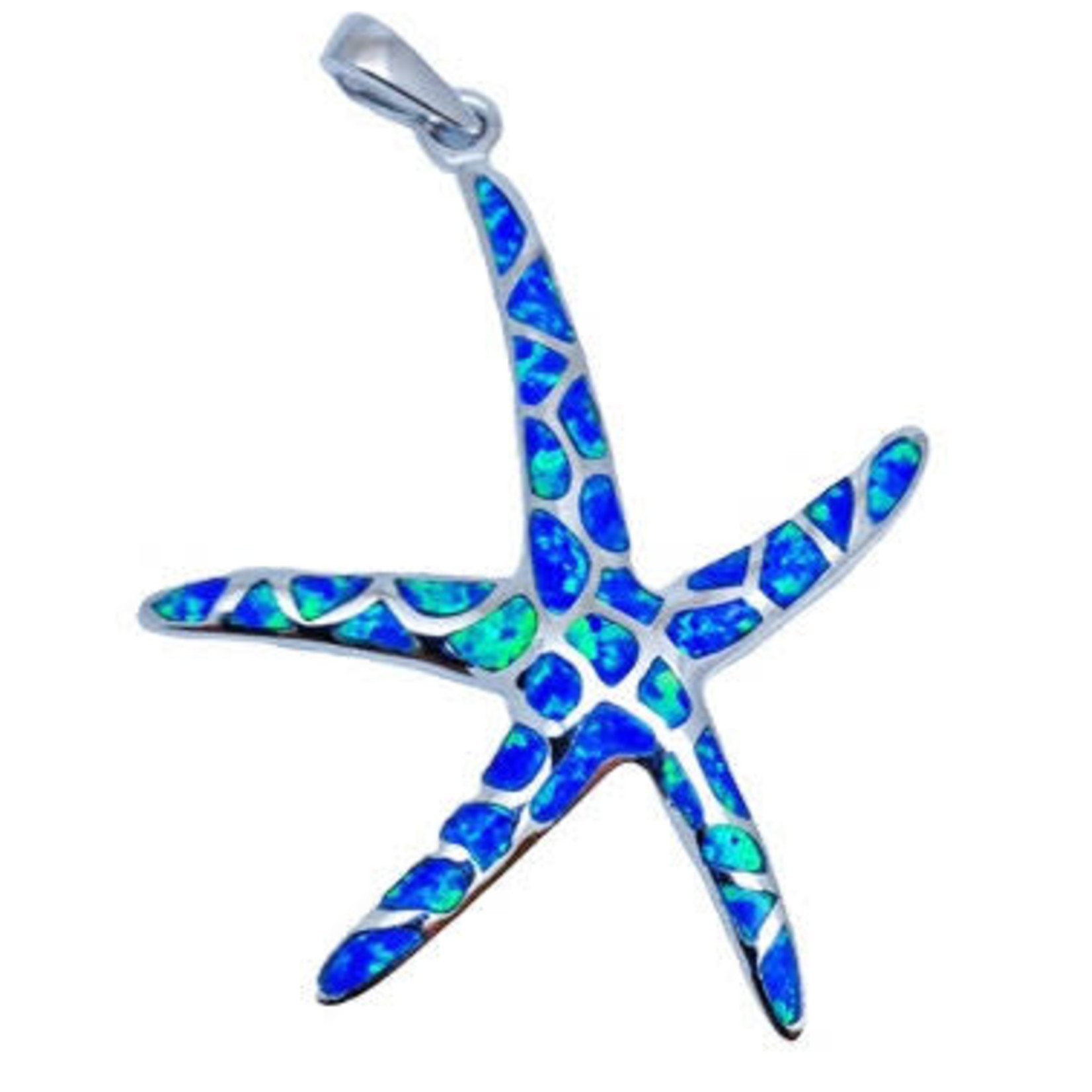 P94 Sterling Silver Synthetic Opal Starfish Pendant