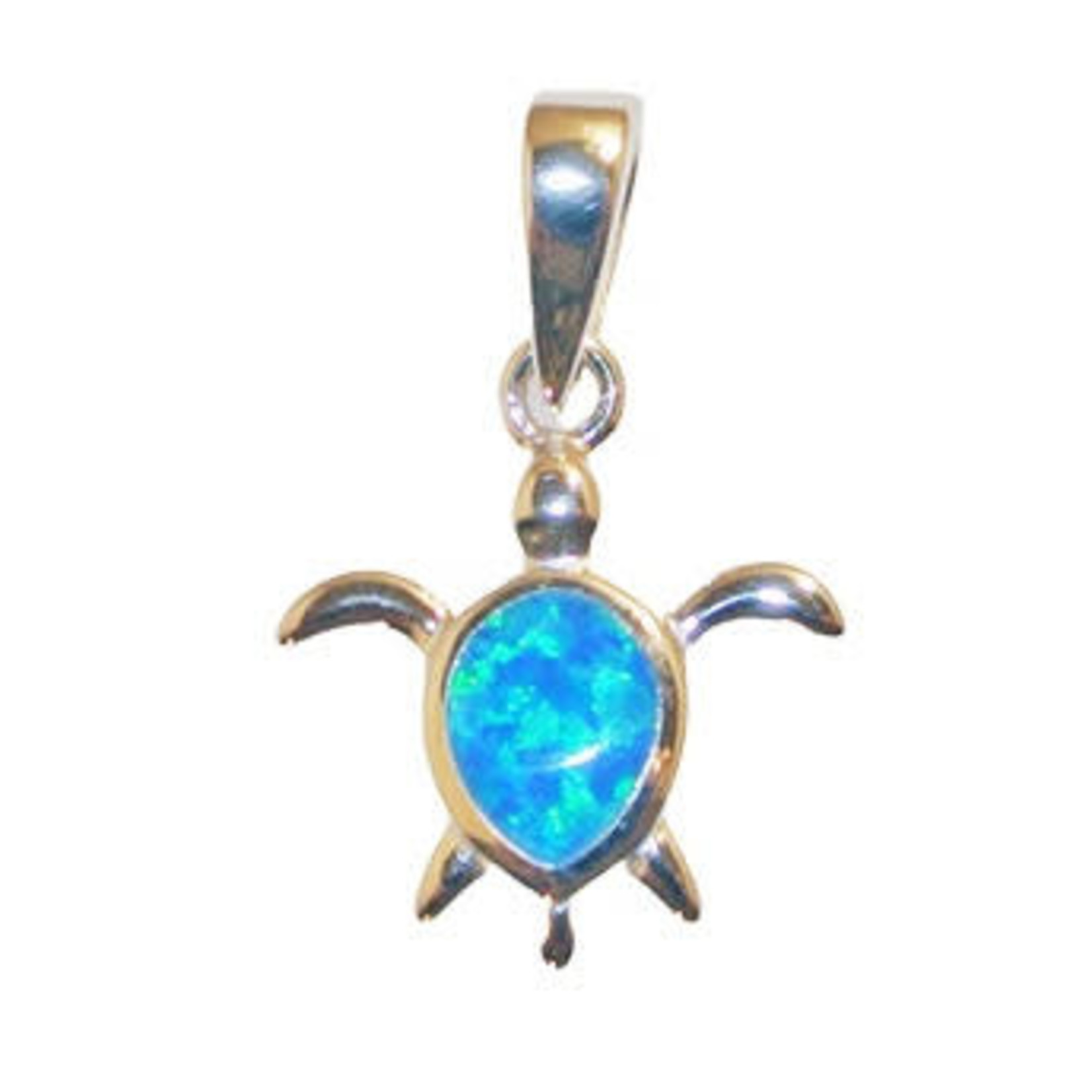 P75 Sterling Silver Synthetic Opal Tutle Pendant