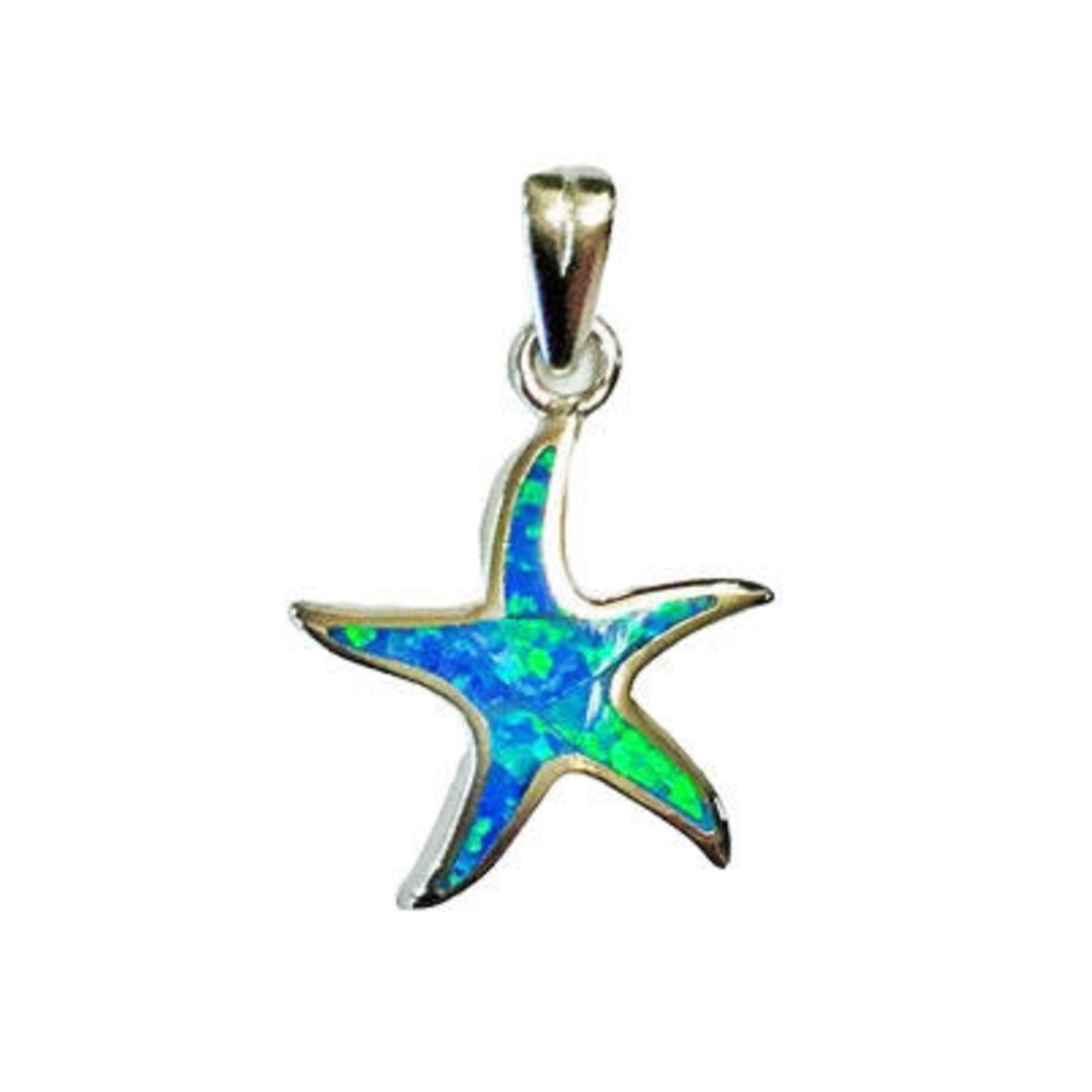 P100 Sterling Silver Synthetic Opal Starfish Pendant
