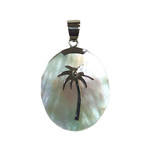 P247 Sterling Silver Mother of Pearl Palm Tree Pendant