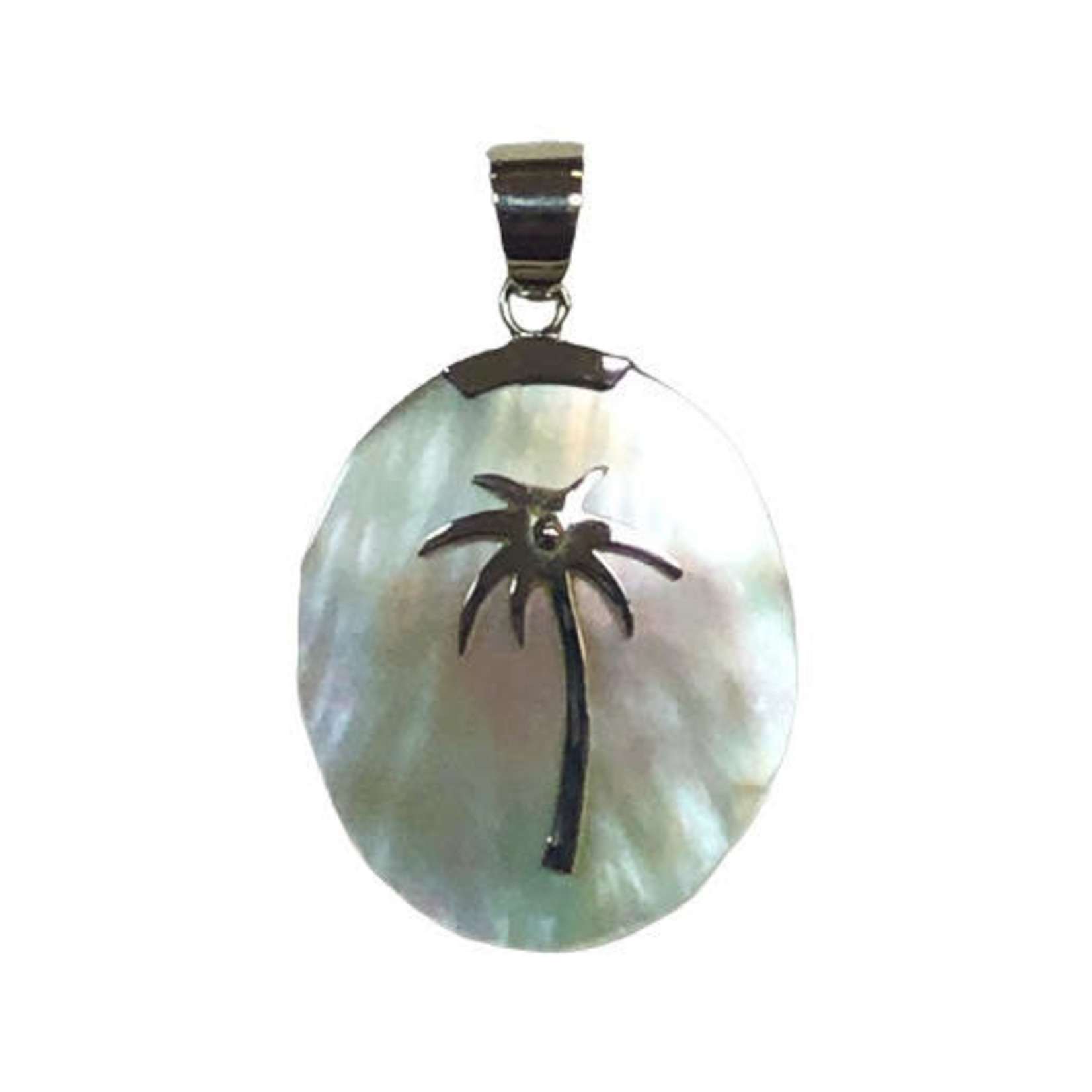 P247 Sterling Silver Mother of Pearl Palm Tree Pendant
