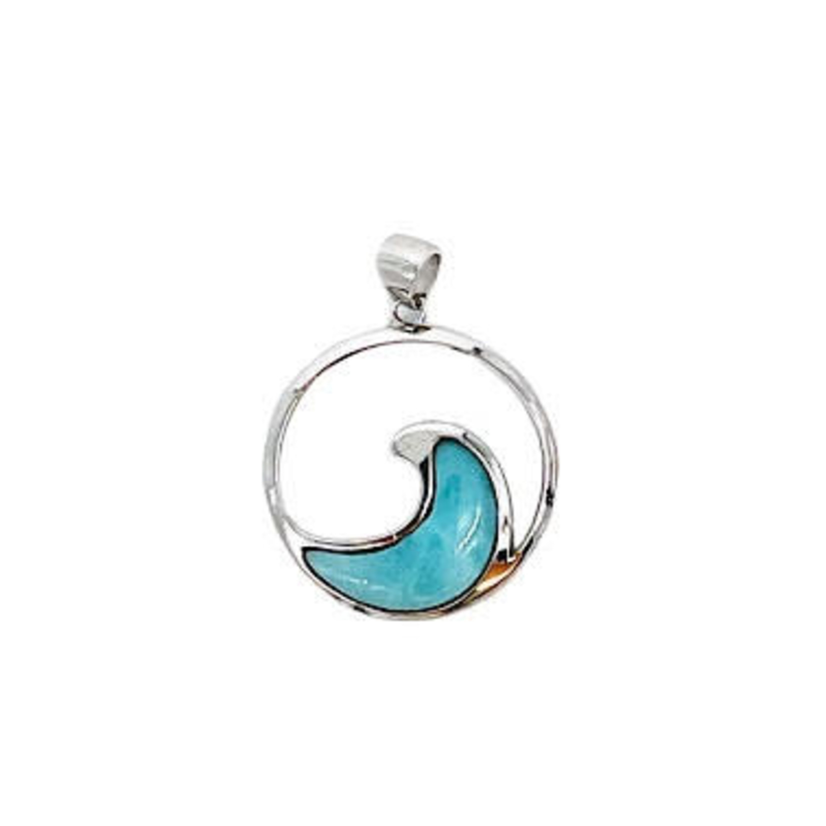 P265 Sterling Silver and Larimar Wave Pendant Small