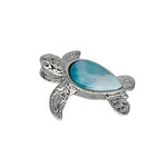 P260 Sterling Silver Larimar Turtle Pendant