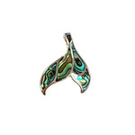 P245 Sterling Silver Paua Whale Tail Pendant