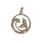 P244 Sterling Silver Wave with Whale Tail Pendant