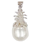 P238 Sterling Silver White Pearl Pineapple Pendant