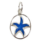 P232 Sterling Silver Blue Starfish Pendant
