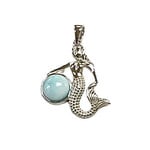 P200 Sterling Silver Mermaid with Larimar Cabochan Pendant
