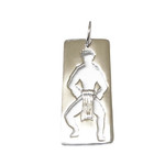 P196R Sterling Silver Hula Kane (Man) Cut Out Rhodium Finish Pendant