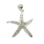 P191 Sterling Silver CZ Encrusted Starfish Pendant