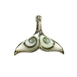 P176 Sterling Silver Eye of Shiva Whale Tail Pendant