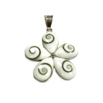 P175 Sterling Silver Eye of Shiva Plumeria Pendant