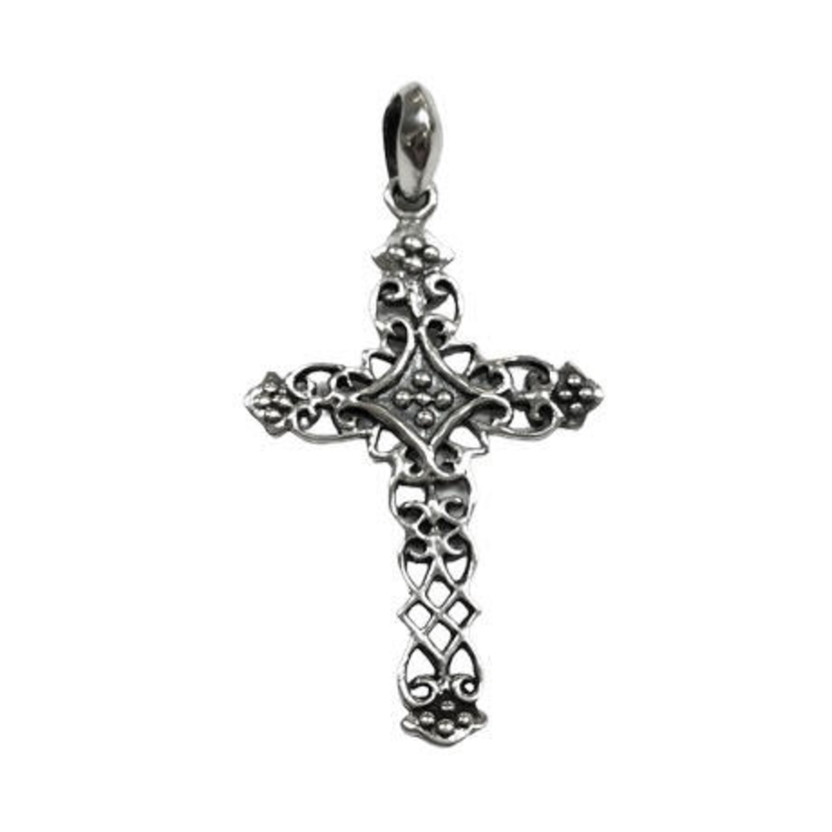 P168 Sterling Silver Open Scroll Cross Pendant