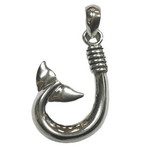 P158 Sterling Silver Whale Tail Hook Pendant