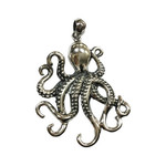 P156 Sterling Silver Large Octopus Pendant