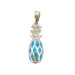 P125 Sterling Silver Synthetic Opal Pineapple Pendant