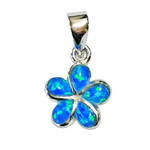 P102 Sterling Silver Synthetic Opal Plumeria Pendant