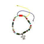 Adjustable Beaded Anklet with Charm Multi Turtle