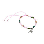 Adjustable Beaded Anklet with Charm Pink Starfish