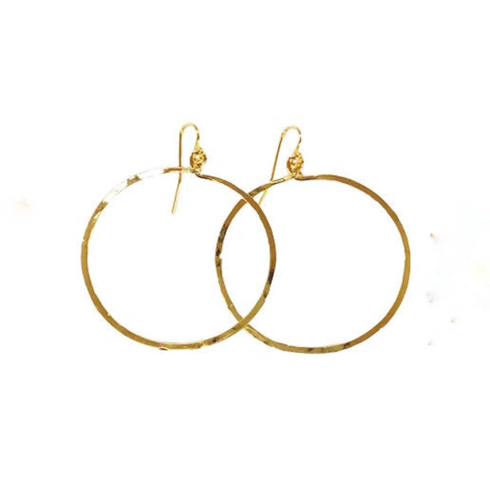Lani  11G Gold Plated Hammered Earrings Circle  Large