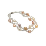 Braided Pearl Magnetic Clasp Bracelet Multi