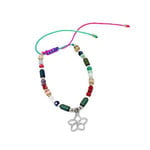 Adjustable Beaded Anklet with Charm Multi Flower