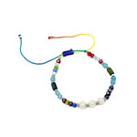 Adjustable Beaded Anklet with Charm Multi Triple Pearl