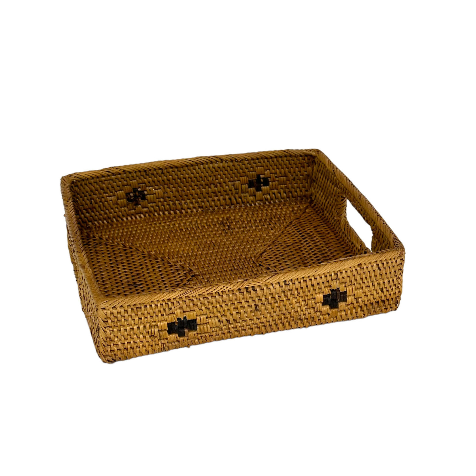 Hand Woven Ata  Basket #33 Tray with Design and Handles