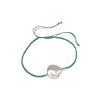 Adjustable String Bracelet with White Coin Pearl Seafoam