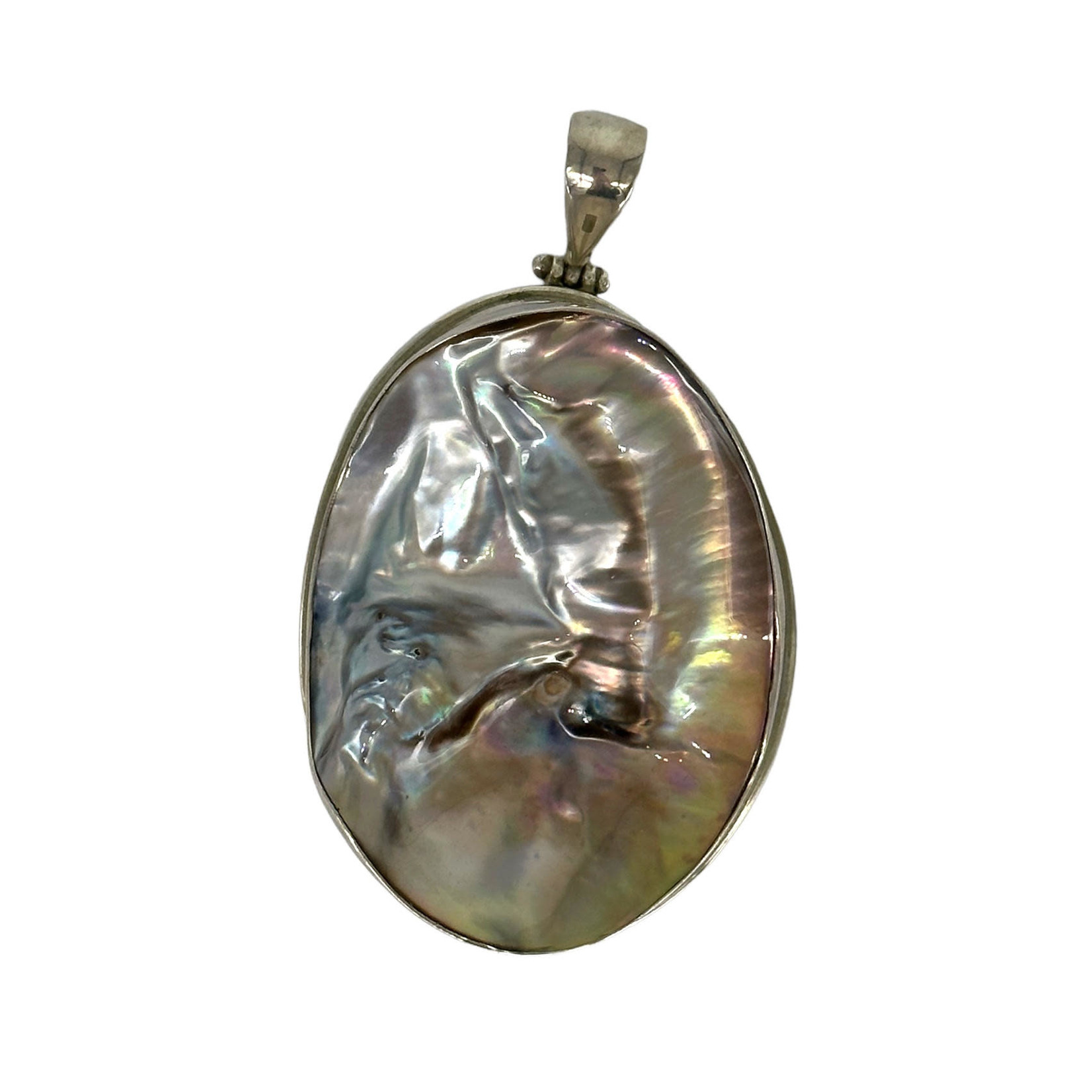 Extra Large Mabe Pearl in Shell Sterling Silver Pendant