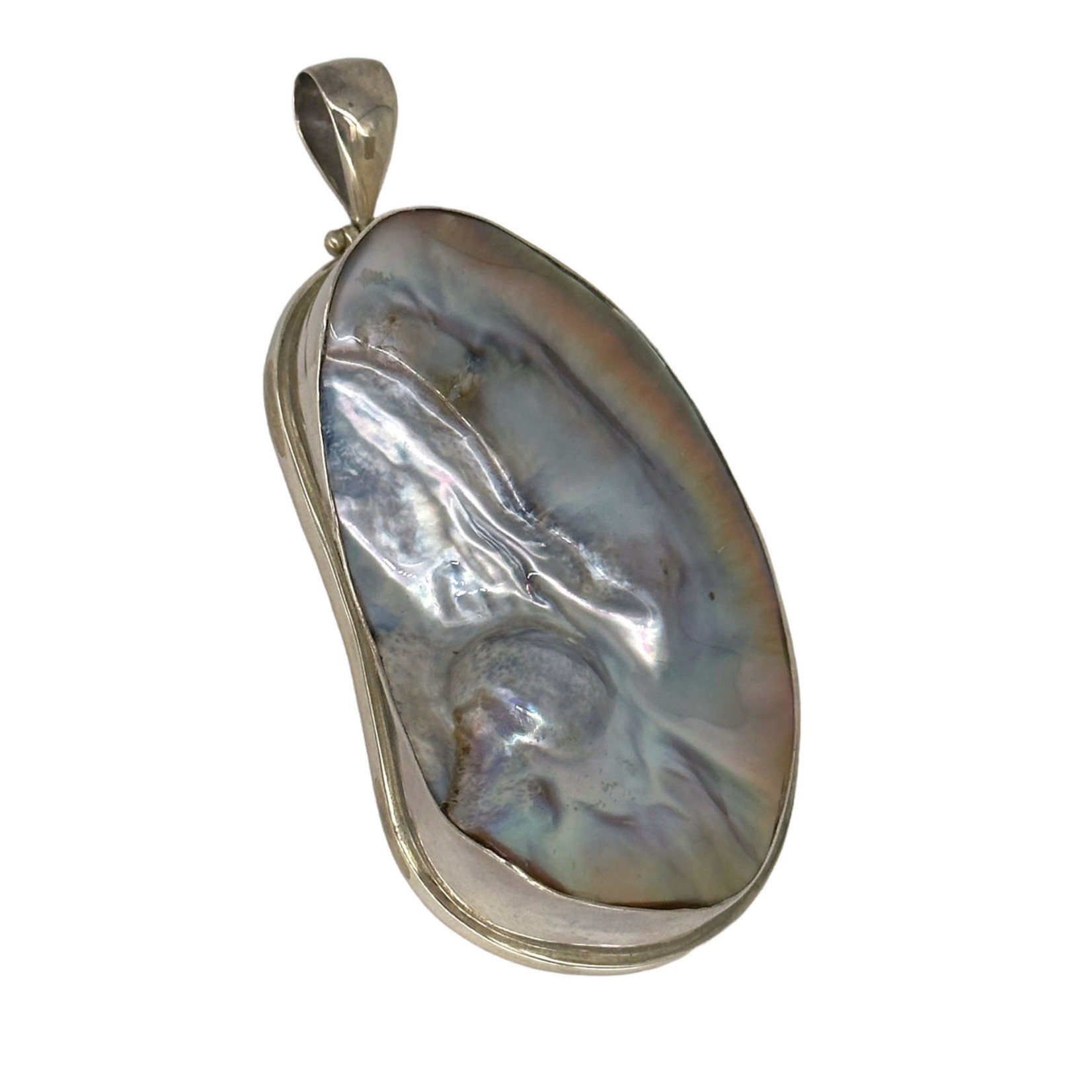 Extra Large Mabe Pearl in Shell Sterling Silver Pendant