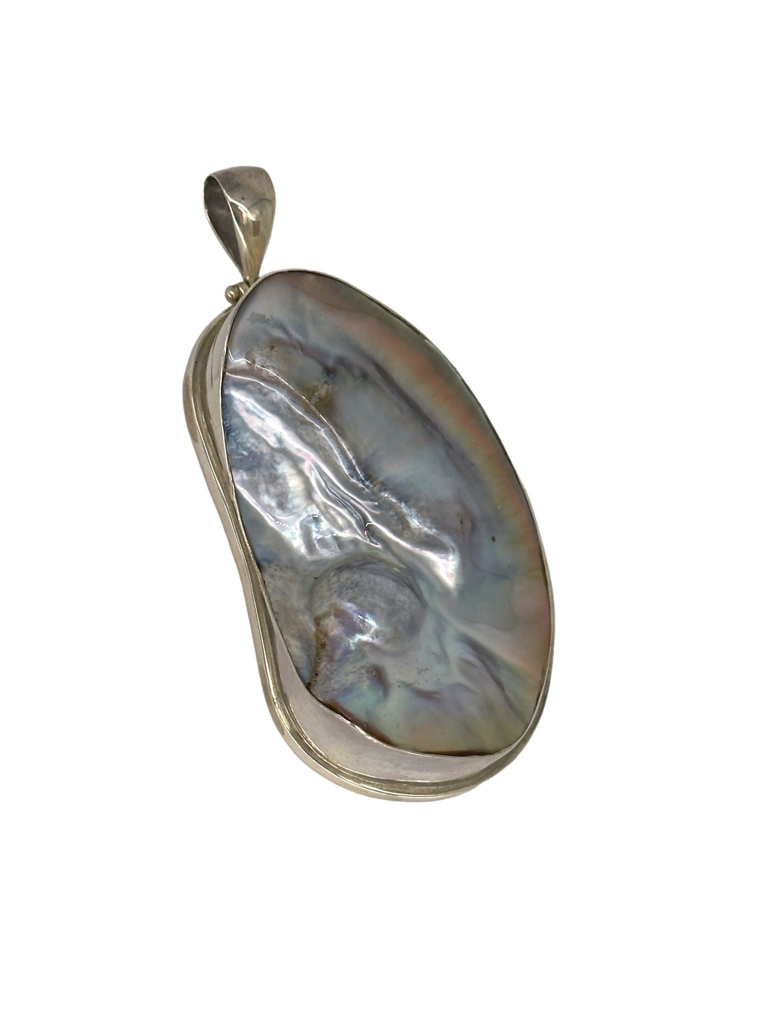 Extra Large Mabe Pearl in Shell Sterling Silver Pendant