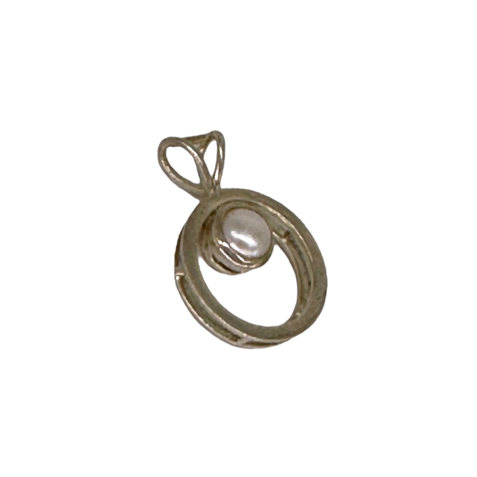 Sterling Silver Open Circle with Pearl Pendant