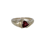 Sterling Silver Garnet Triangle Ring Size 8