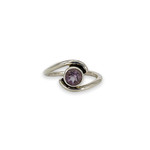 Sterling Silver Single Round Amethyst Ring