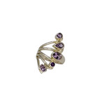 Sterling Silver Amethyst 5 Stone Ring Size 8