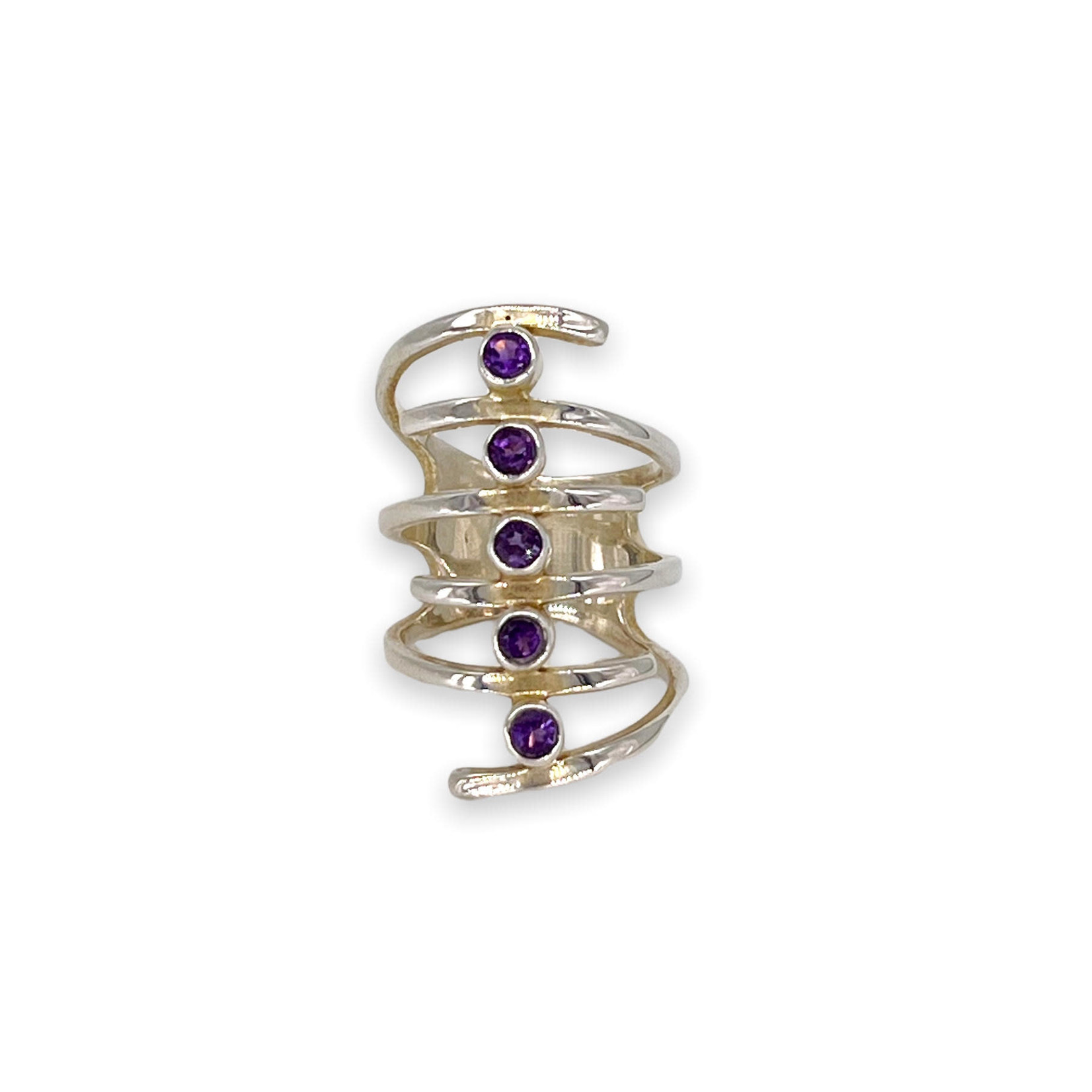 Sterling Silver Amethyst Cage Ring